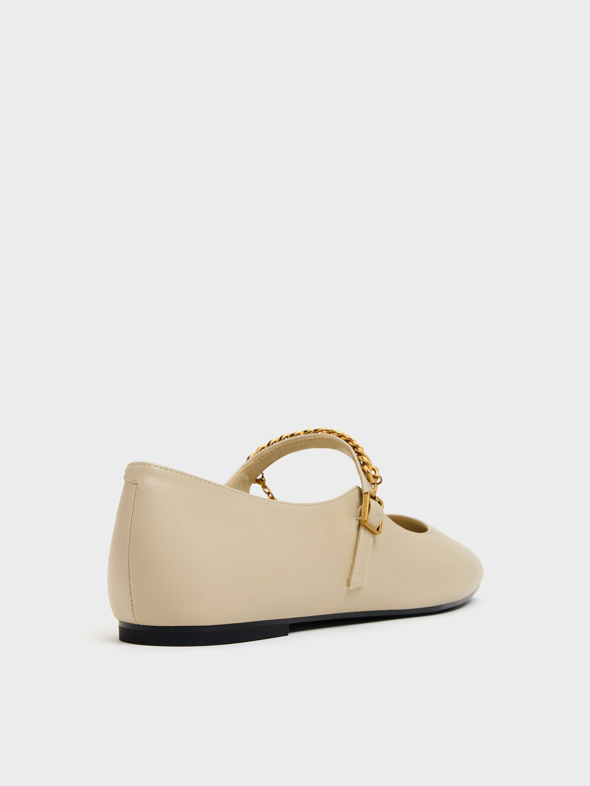 CHARLES & KEITH Special Offer / Double-Chain Charm Mary Jane Flats - Chalk