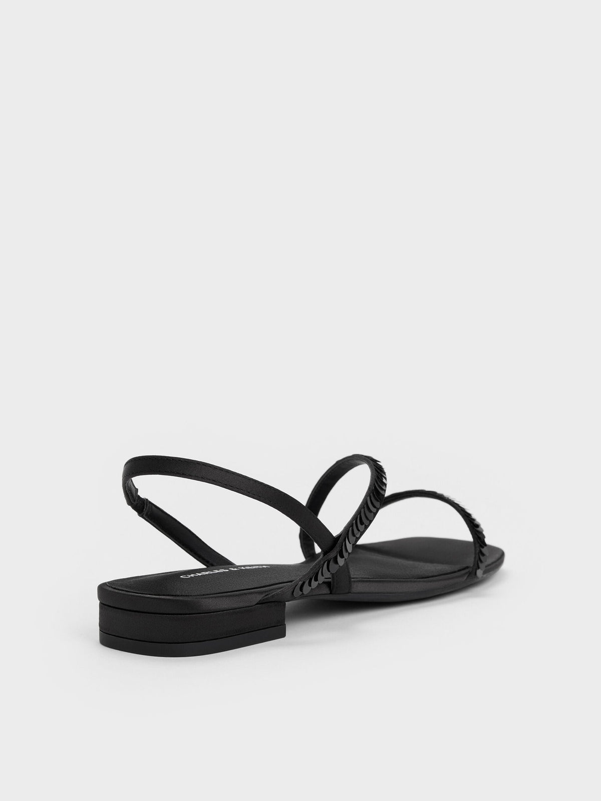 CHARLES & KEITH Quality / Briella Sequinned Strappy Sandals - Black Textured