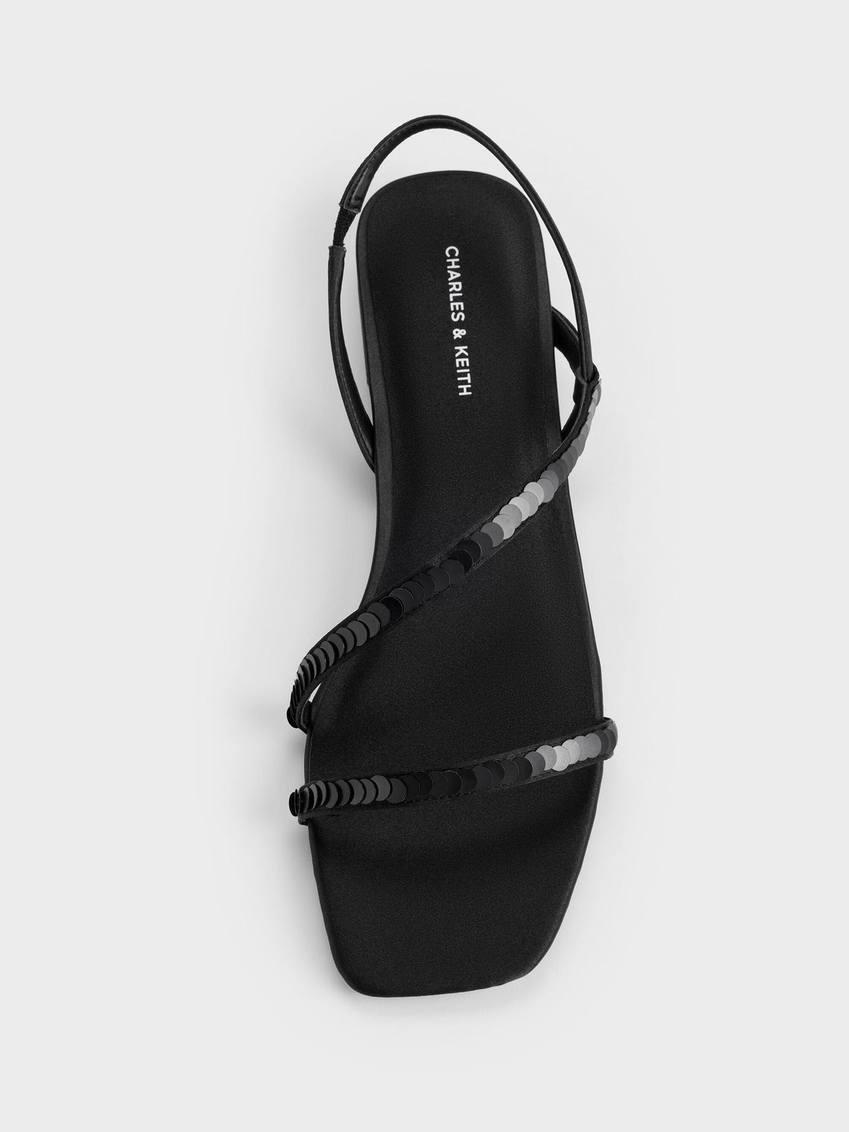 CHARLES & KEITH Quality / Briella Sequinned Strappy Sandals - Black Textured