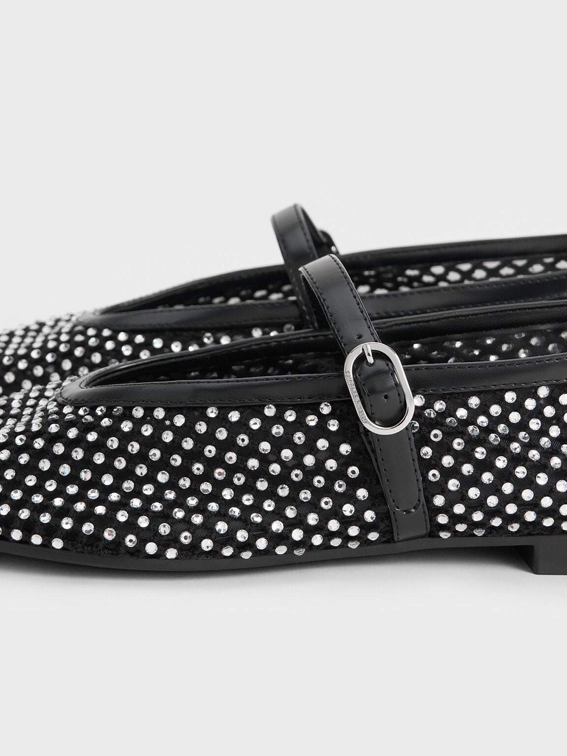 CHARLES & KEITH Best Price / Maggie Mesh Crystal Mary Janes - Black