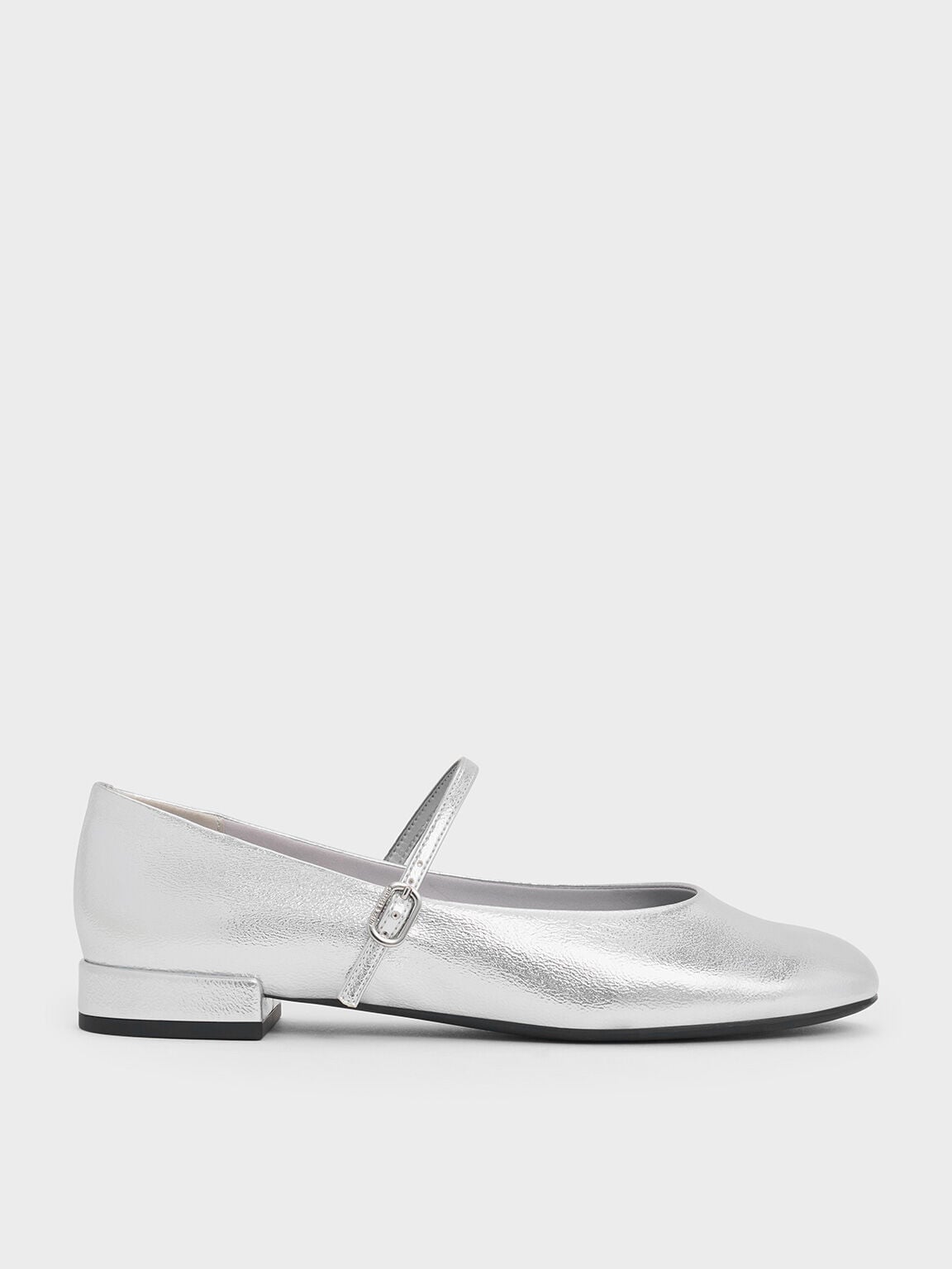 CHARLES & KEITH Premium / Gertrude Metallic Mary Janes - Silver
