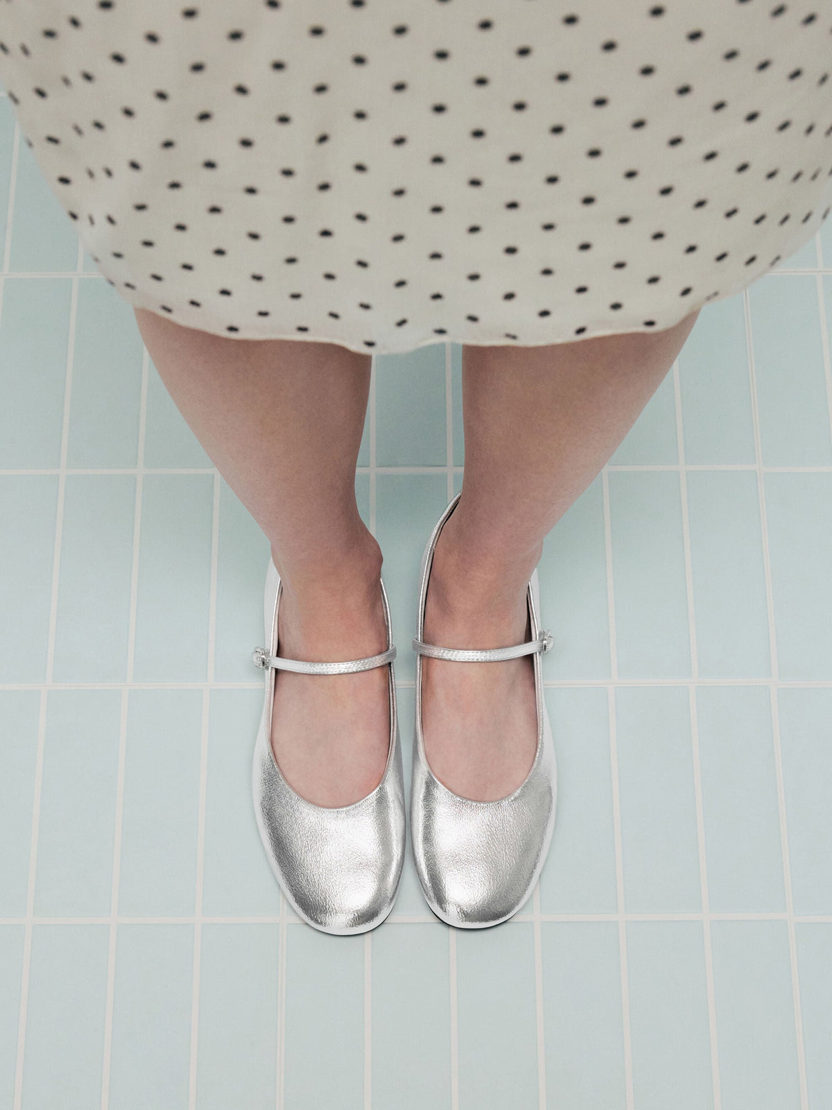CHARLES & KEITH Premium / Gertrude Metallic Mary Janes - Silver