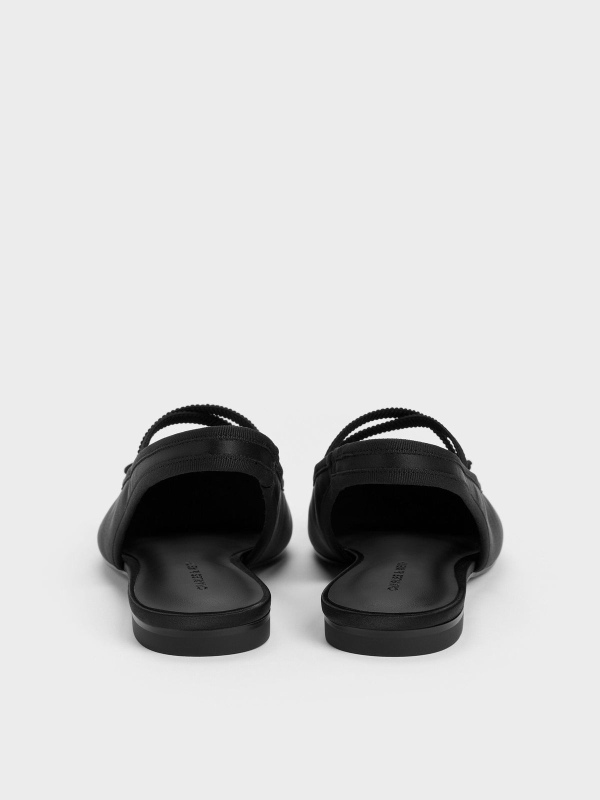 CHARLES & KEITH Smart Buy / Satin Crossover Slingback Ballet Flats - Black Textured