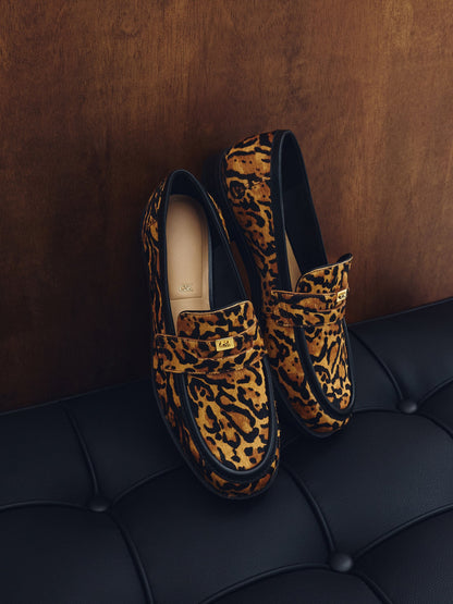 CHARLES & KEITH Popular / Georgina Calf Hair Leopard-Print Penny Loafers - Animal Print Brown