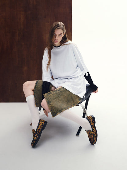 CHARLES & KEITH Popular / Georgina Calf Hair Leopard-Print Penny Loafers - Animal Print Brown