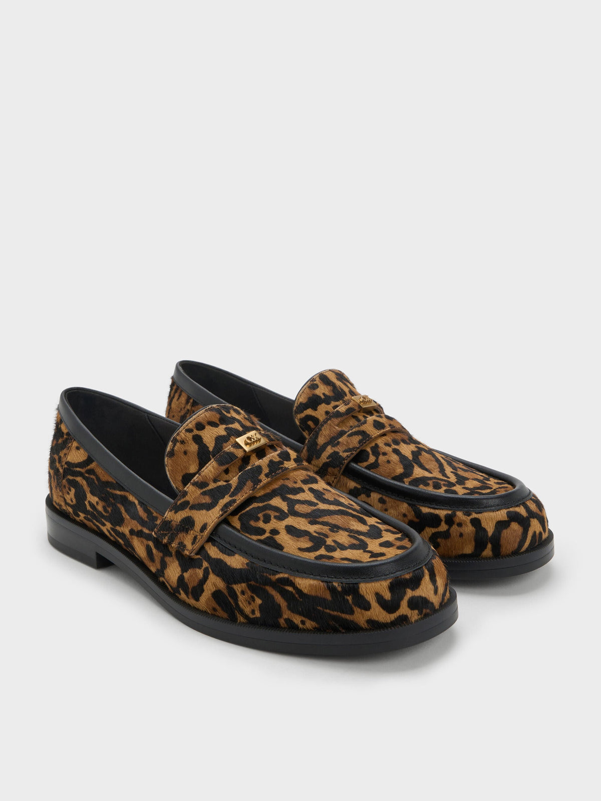 CHARLES & KEITH Popular / Georgina Calf Hair Leopard-Print Penny Loafers - Animal Print Brown
