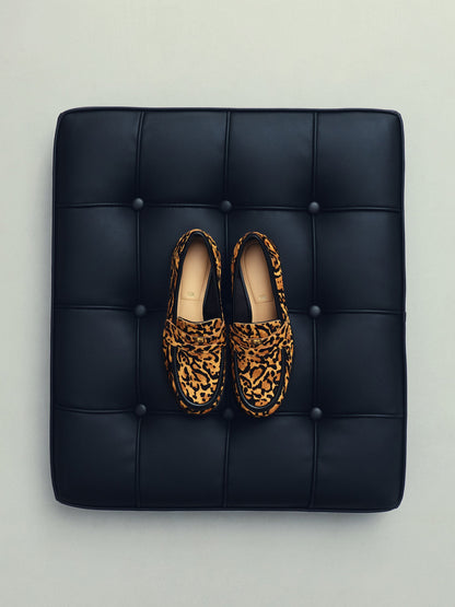 CHARLES & KEITH Popular / Georgina Calf Hair Leopard-Print Penny Loafers - Animal Print Brown