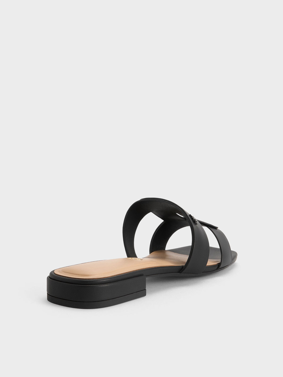 CHARLES & KEITH Trending / Petina Leather Slide Sandals - Black