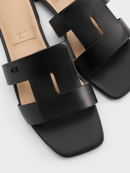 CHARLES & KEITH Trending / Petina Leather Slide Sandals - Black