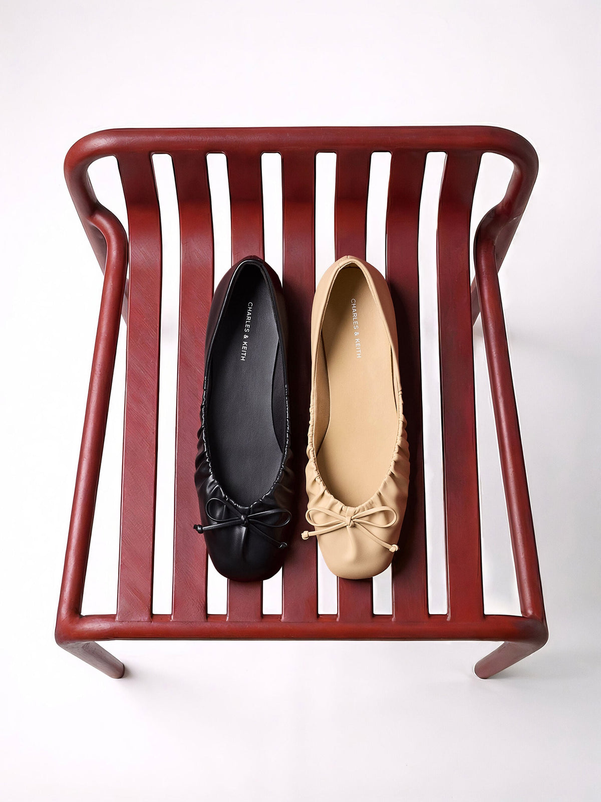 CHARLES & KEITH Special Offer / Ruched Bow Ballet Flats - Sand