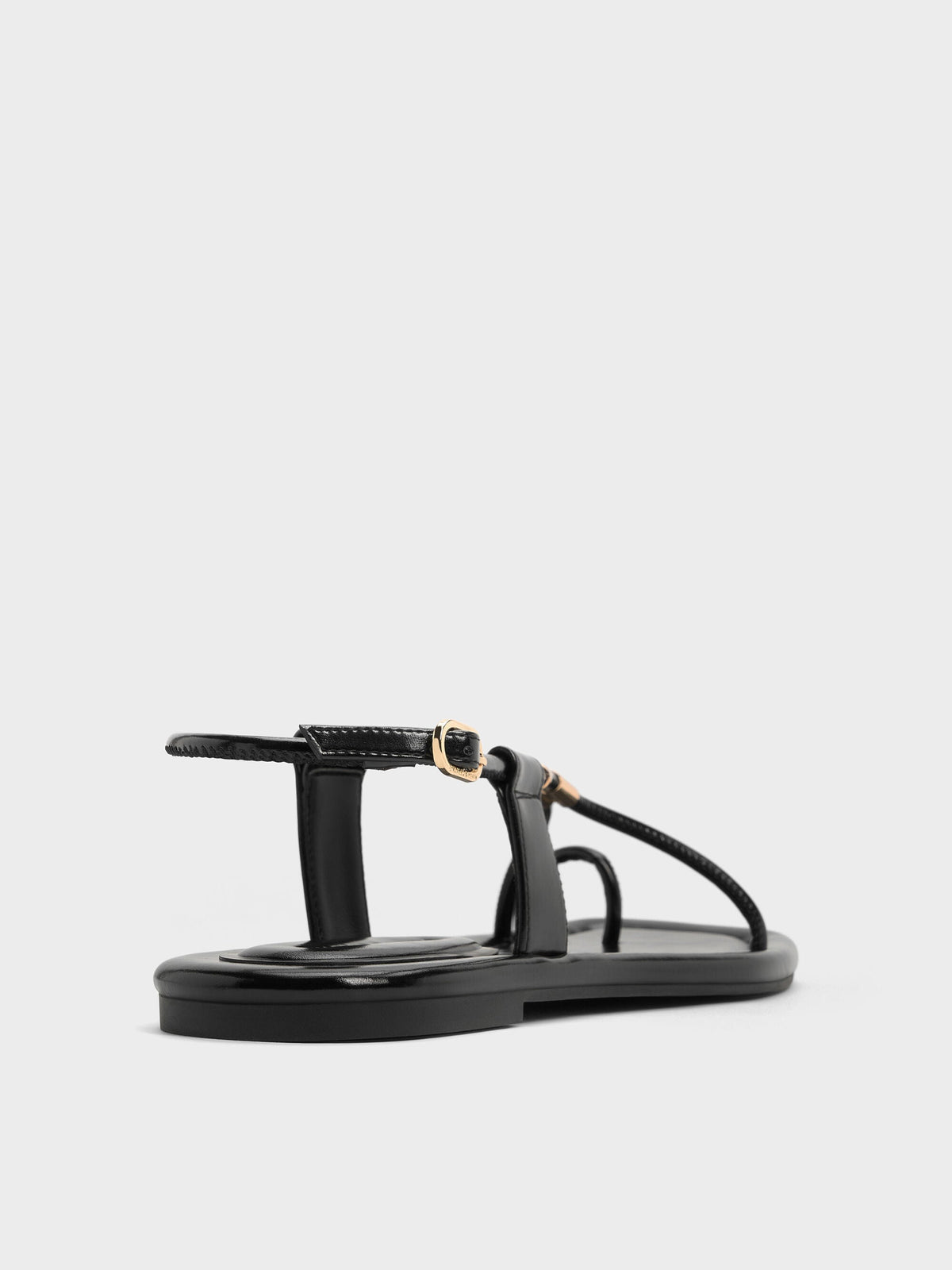CHARLES & KEITH Trusted / Metallic-Accent Toe-Ring Sandals - Black