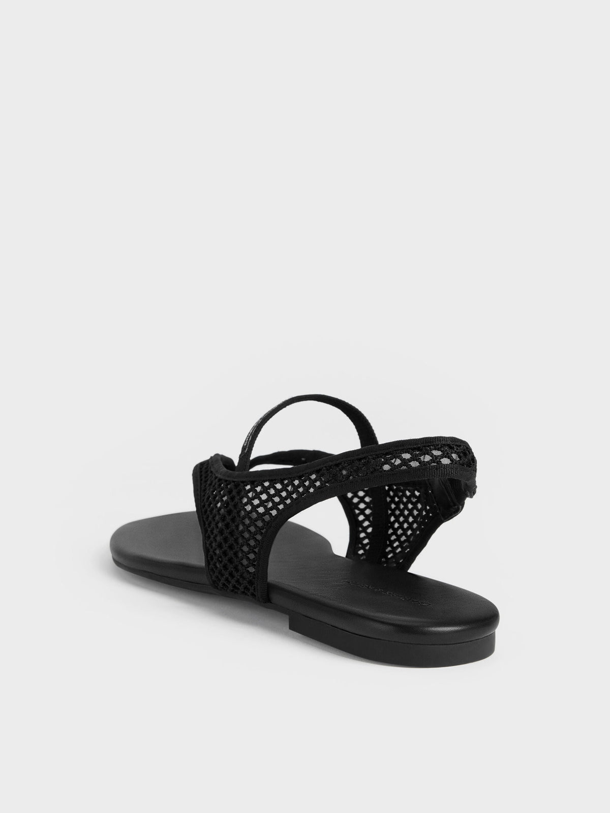 CHARLES & KEITH Discount / Ellory Mesh Thong Slingback Sandals - Black Textured