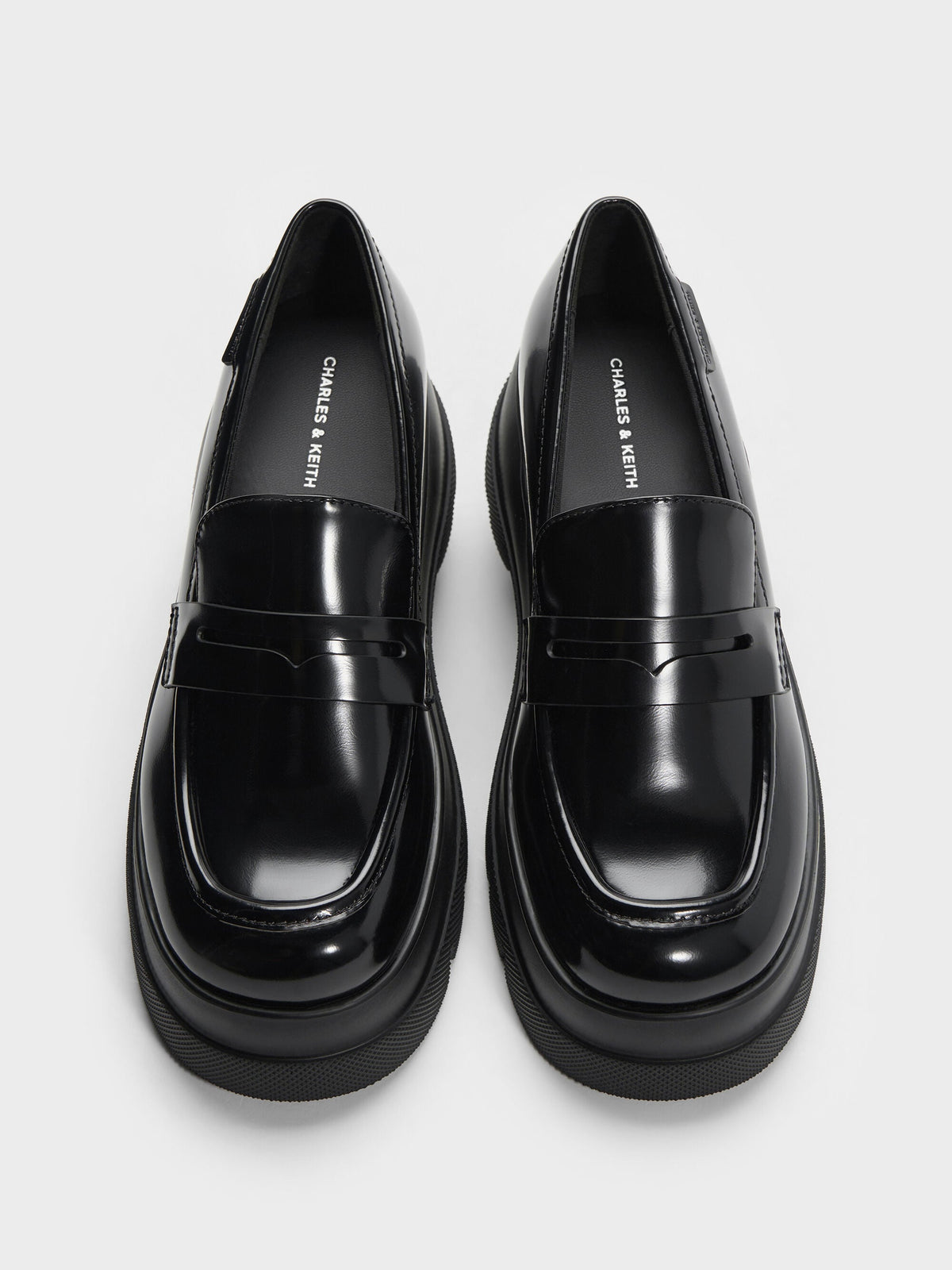 CHARLES & KEITH Everyday / Leoi Platform Penny Loafers - Black Box