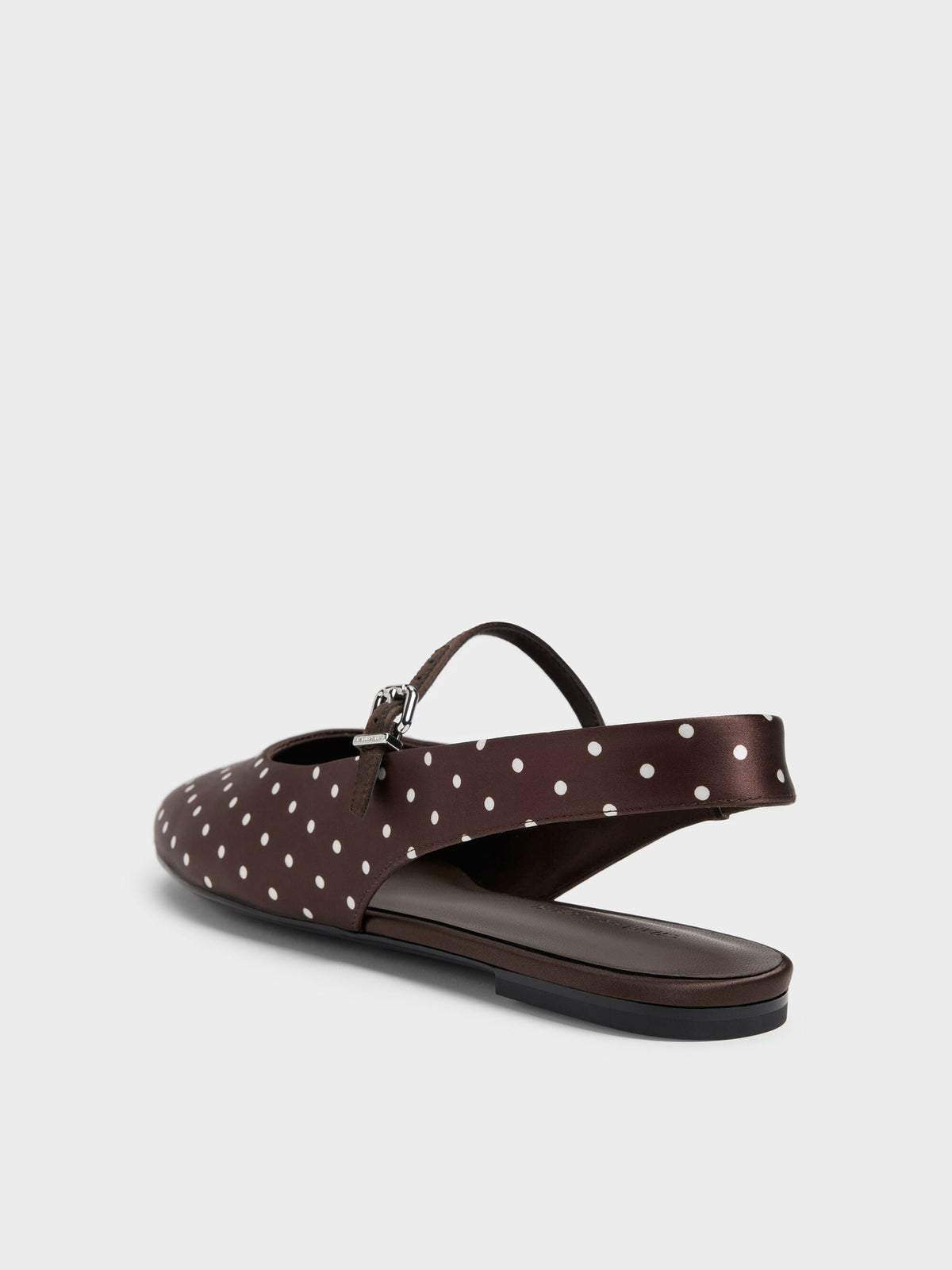 CHARLES & KEITH Sale / Imani Polka-Dot Slingback Flats - Dark Brown Textured