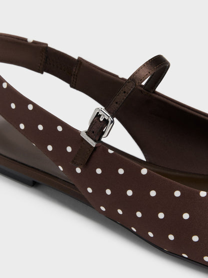 CHARLES & KEITH Sale / Imani Polka-Dot Slingback Flats - Dark Brown Textured