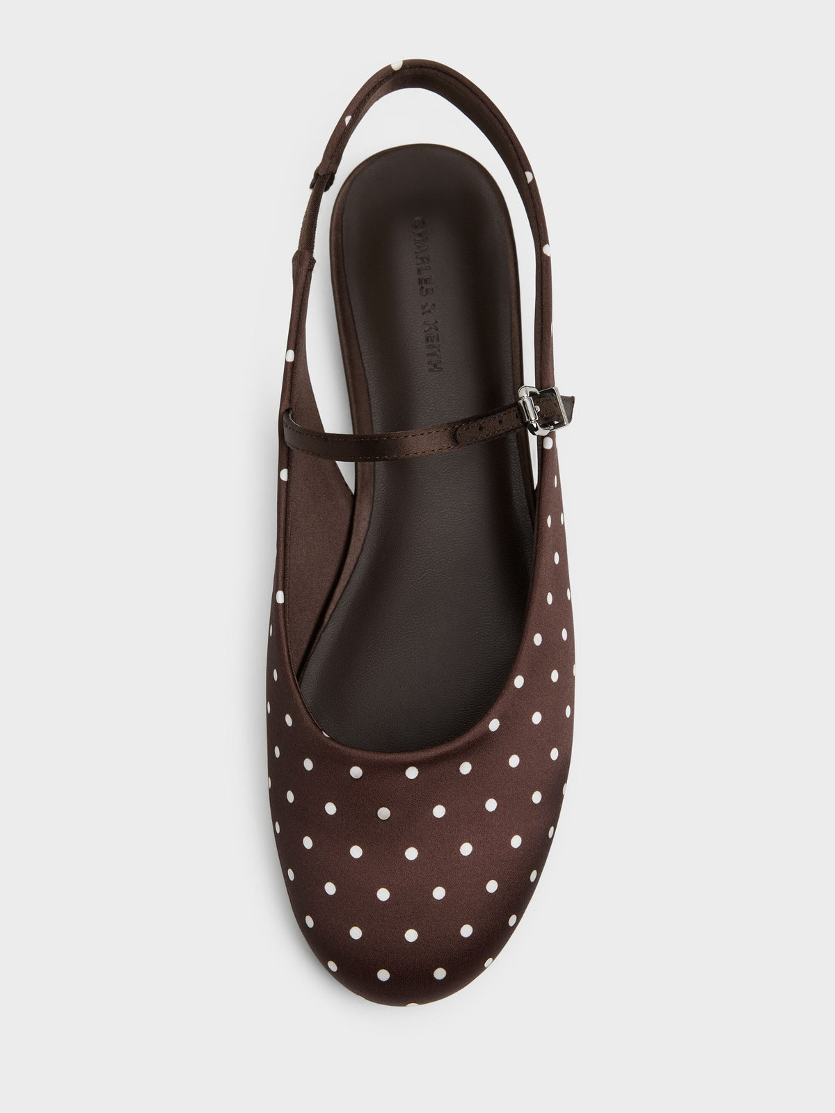CHARLES & KEITH Sale / Imani Polka-Dot Slingback Flats - Dark Brown Textured