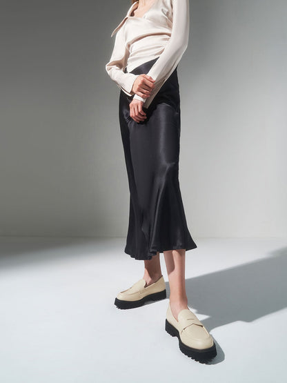 CHARLES & KEITH Best Seller / Chunky Penny Loafers - Chalk