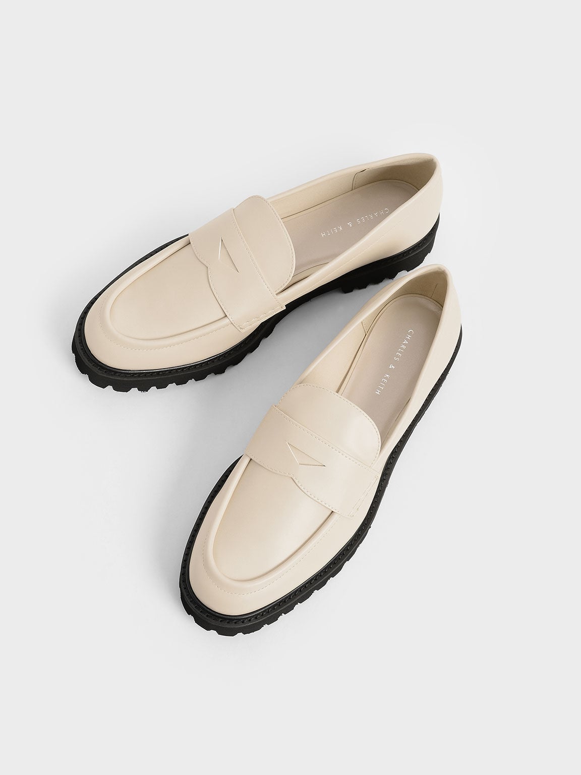 CHARLES & KEITH Best Seller / Chunky Penny Loafers - Chalk