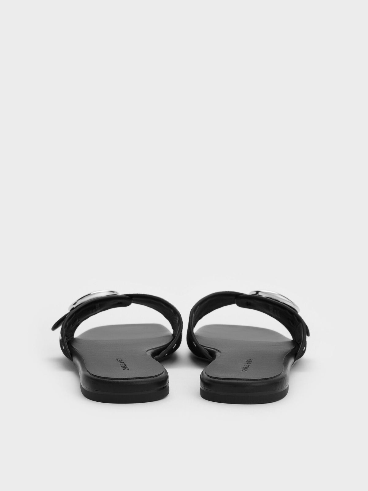 CHARLES & KEITH Top Pick / Studded Buckled Slide Sandals - Black