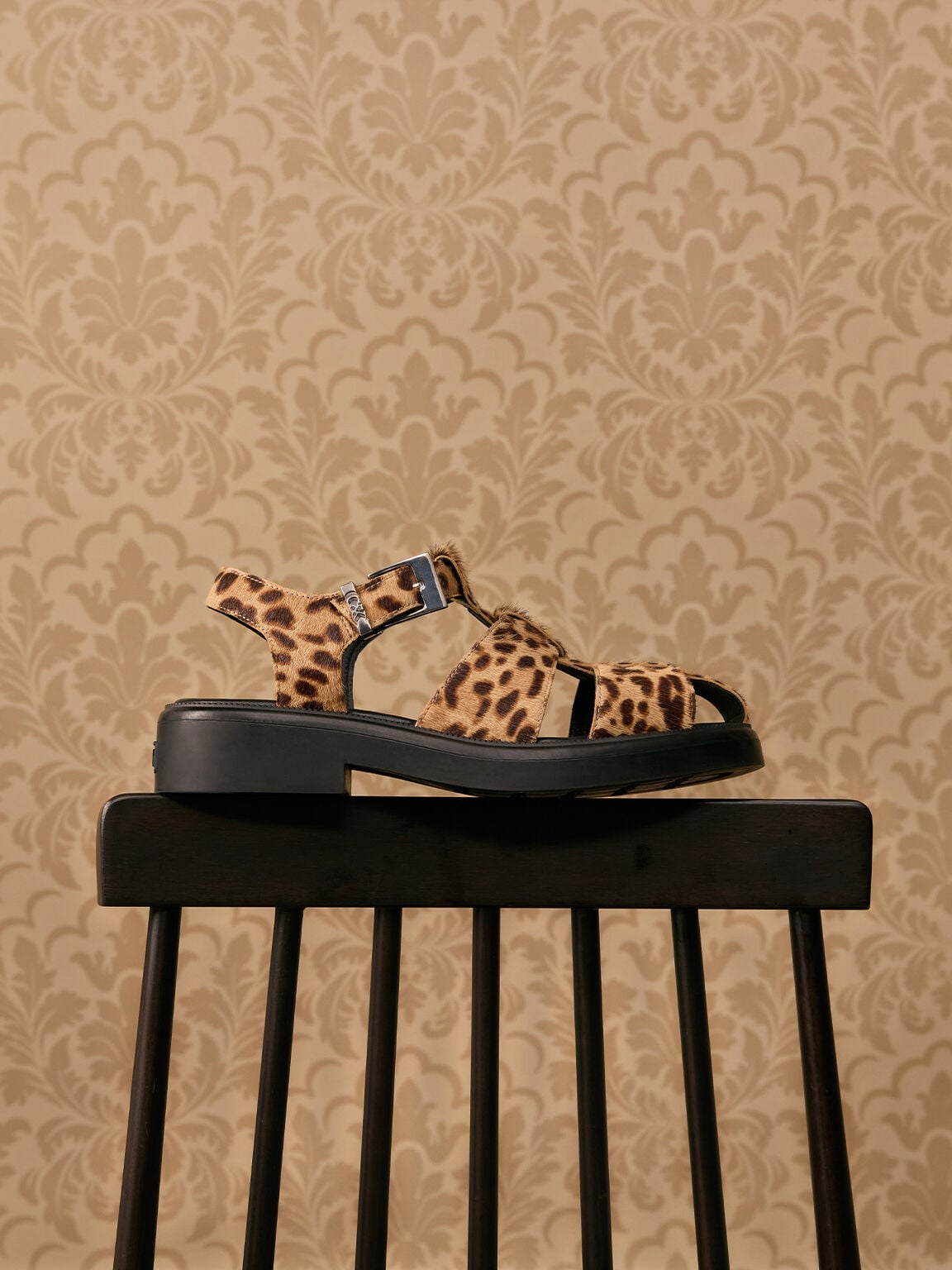 CHARLES & KEITH Everyday / Leopard-Print Textured Caged Sandals - Multi