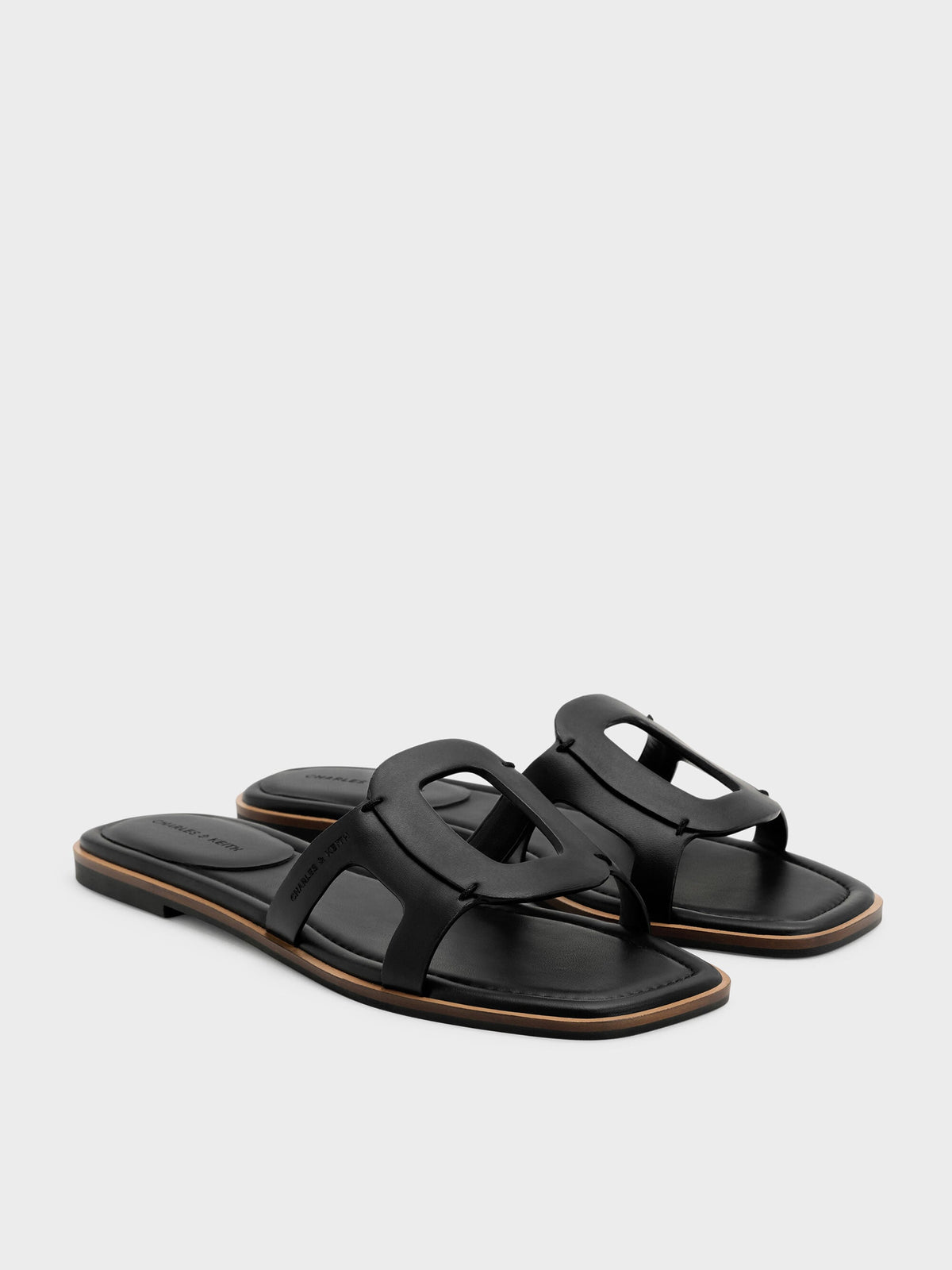 CHARLES & KEITH New / Easley Cut-Out Slide Sandals - Black