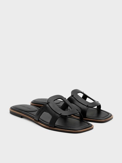 CHARLES & KEITH New / Easley Cut-Out Slide Sandals - Black