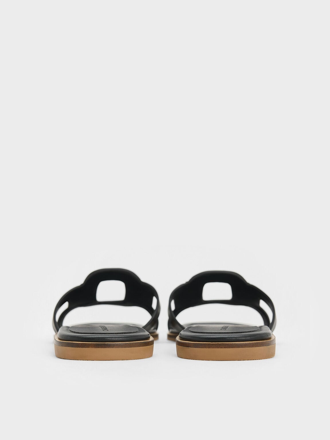 CHARLES & KEITH New / Easley Cut-Out Slide Sandals - Black