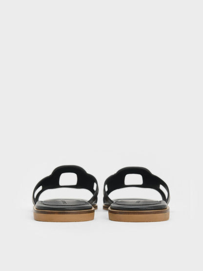 CHARLES & KEITH New / Easley Cut-Out Slide Sandals - Black