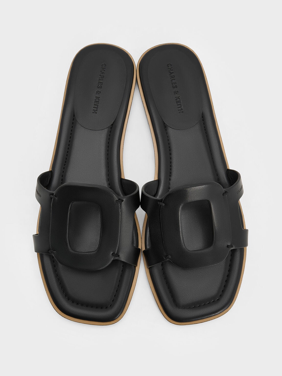 CHARLES & KEITH New / Easley Cut-Out Slide Sandals - Black