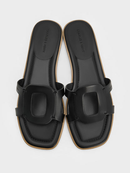 CHARLES & KEITH New / Easley Cut-Out Slide Sandals - Black