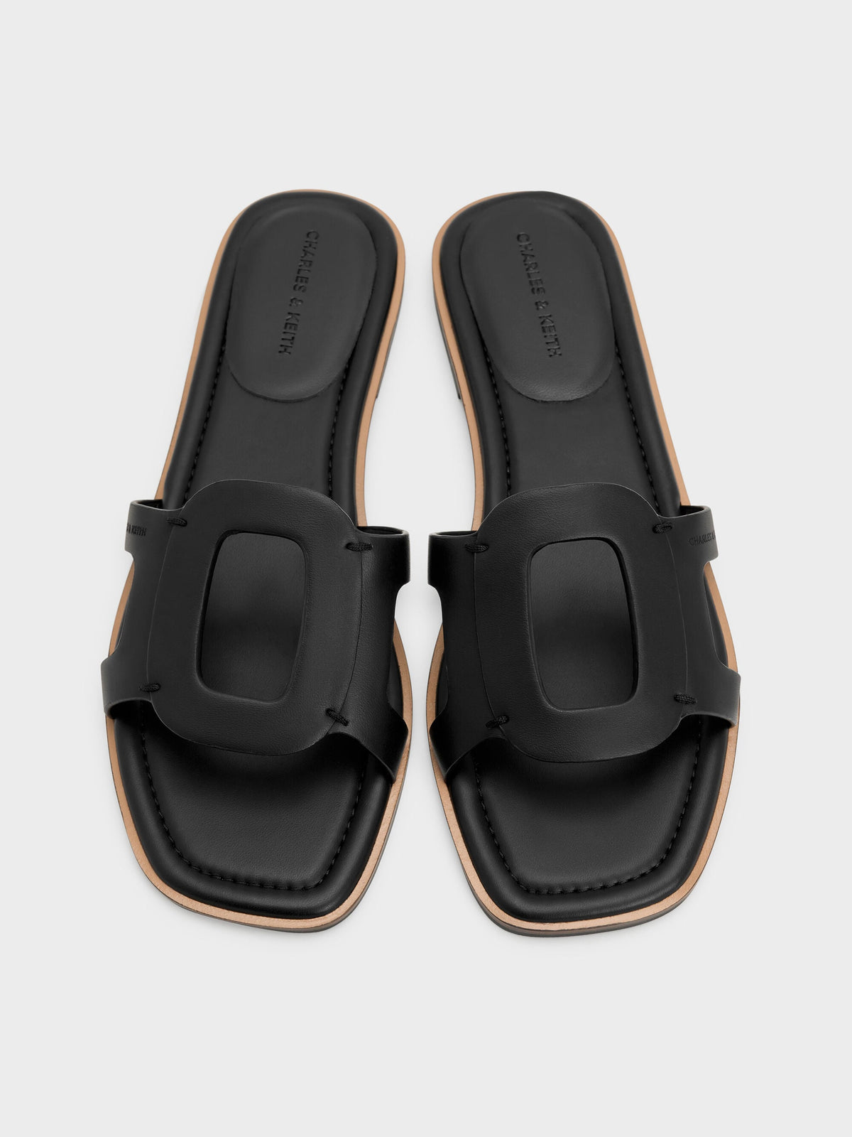 CHARLES & KEITH New / Easley Cut-Out Slide Sandals - Black