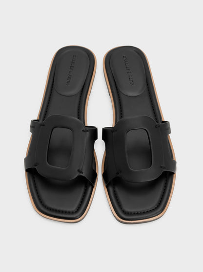 CHARLES & KEITH New / Easley Cut-Out Slide Sandals - Black