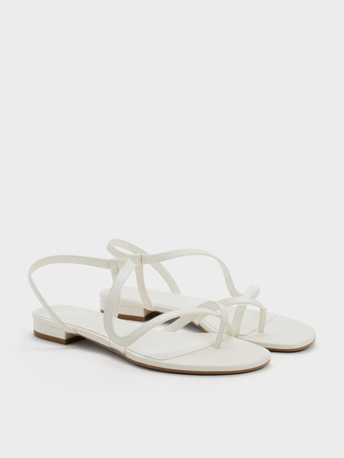 CHARLES & KEITH Popular / Arden Wavy Toe-Ring Sandals - Chalk