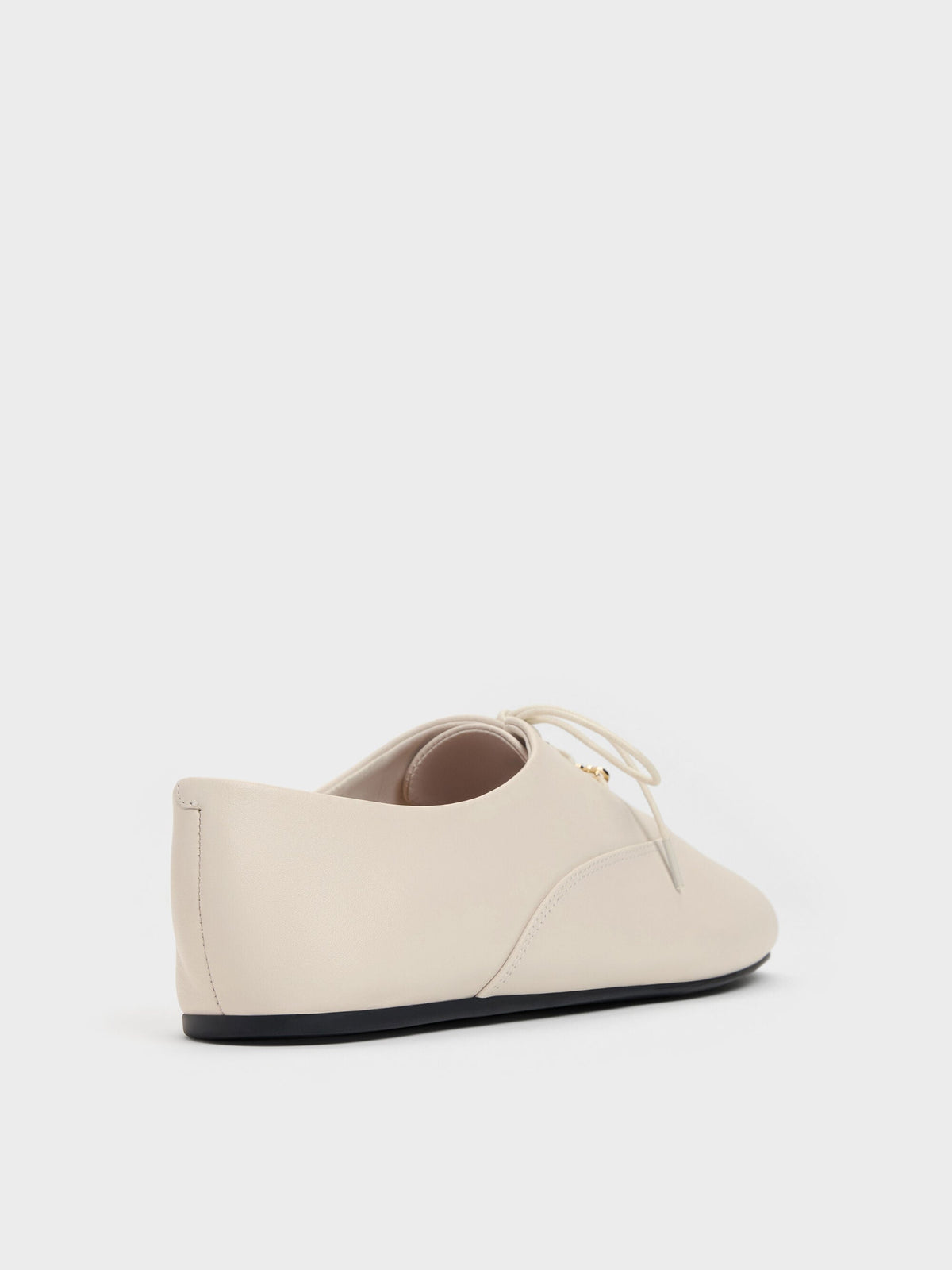CHARLES & KEITH Trending / Pippa Leather Derby Flats - Chalk