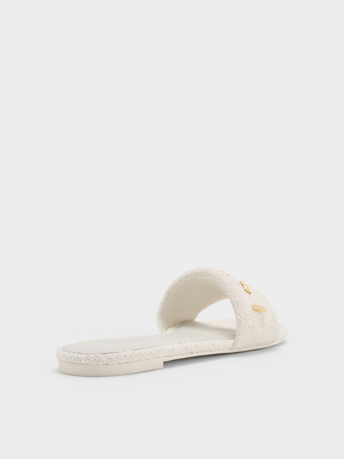 CHARLES & KEITH Best Seller / Tweed Beach Slide Sandals - Chalk