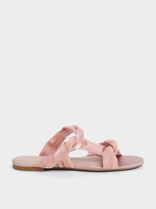 CHARLES & KEITH Value / Ruched-Strap Slide Sandals - Light Pink