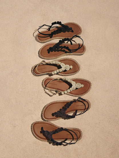 CHARLES & KEITH Discount / Faux Suede Flower Espadrille Thong Sandals - Sand