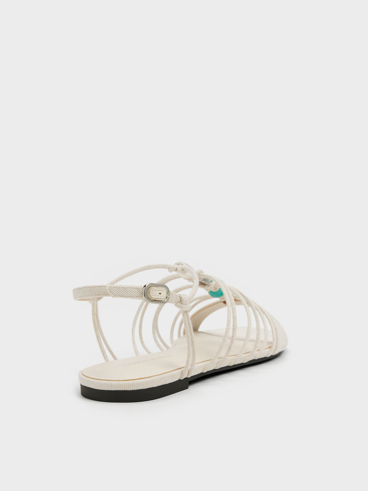 CHARLES & KEITH Latest / Georgie Linen Bead Strappy Sandals - Chalk