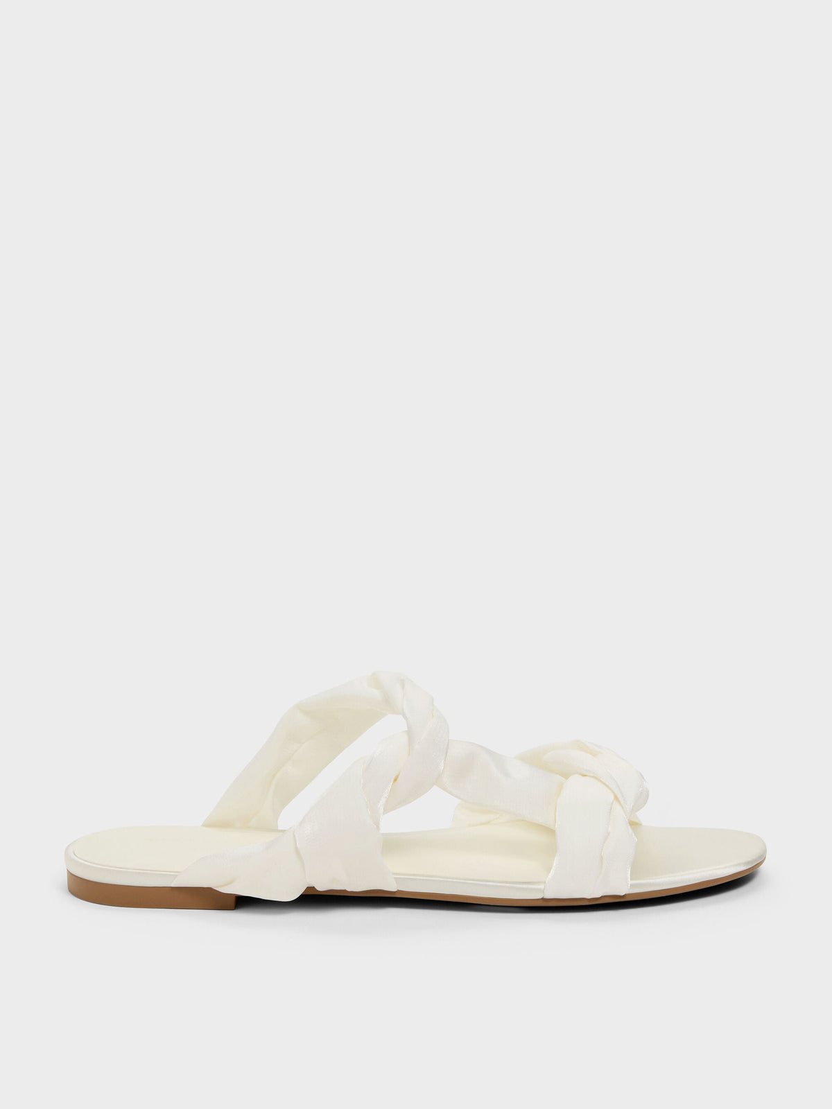CHARLES & KEITH Great Value / Ruched-Strap Slide Sandals - White