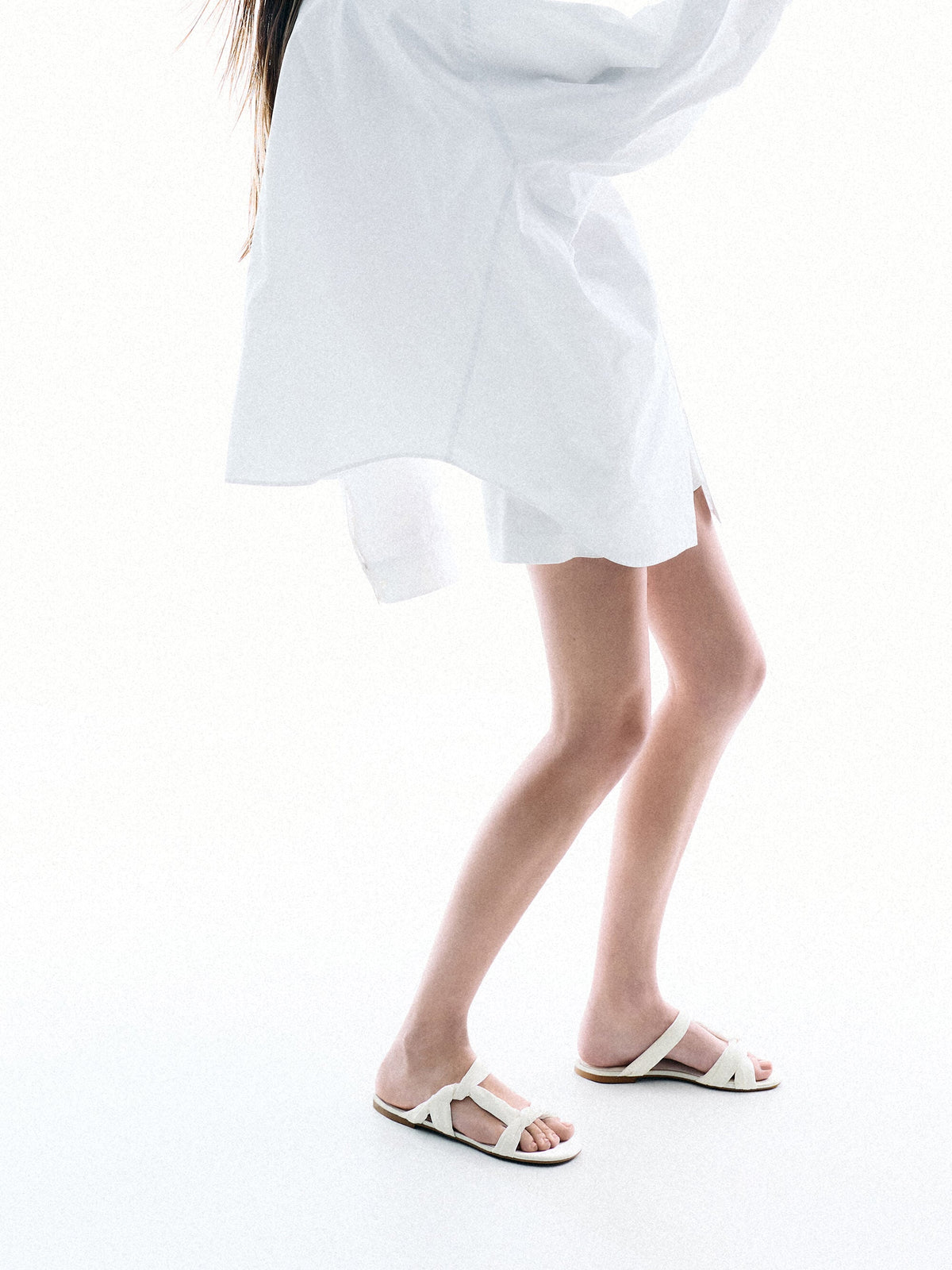 CHARLES & KEITH Great Value / Ruched-Strap Slide Sandals - White