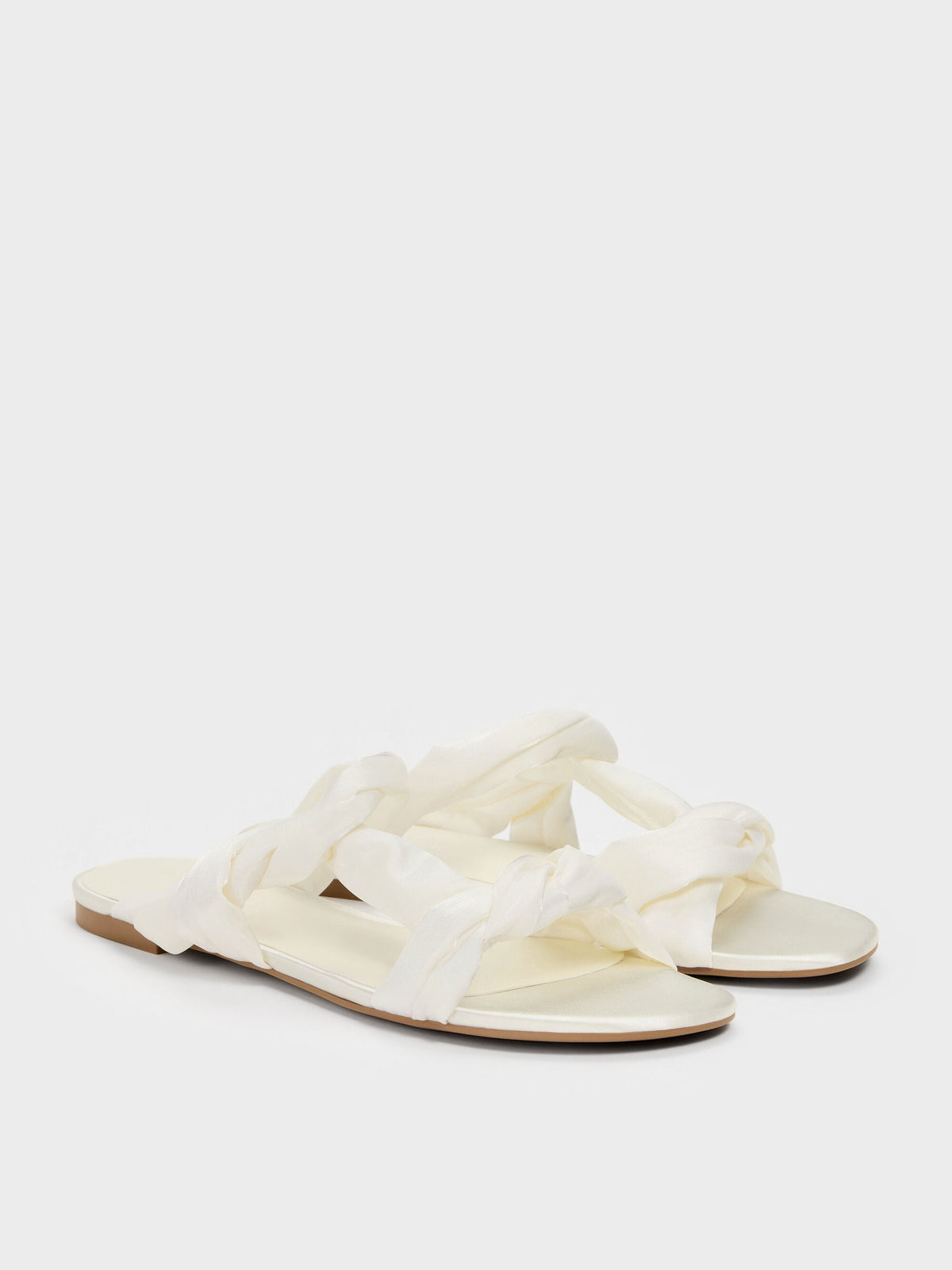 CHARLES & KEITH Great Value / Ruched-Strap Slide Sandals - White