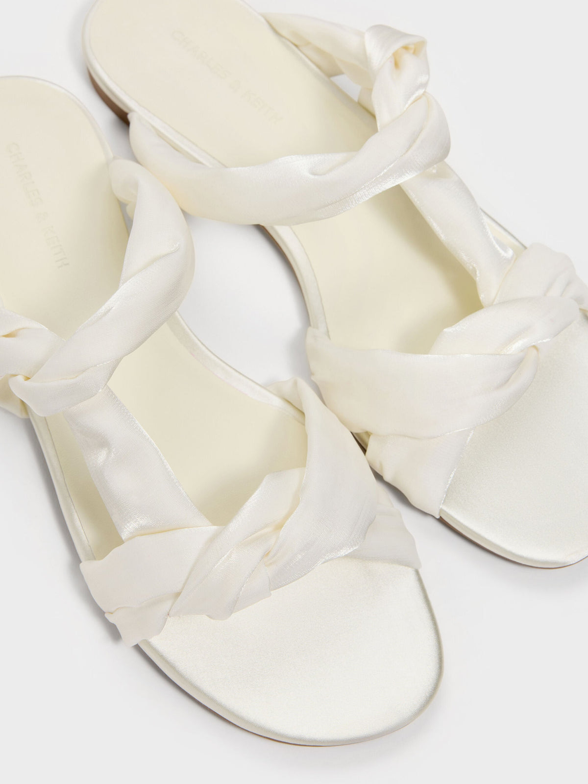 CHARLES & KEITH Great Value / Ruched-Strap Slide Sandals - White