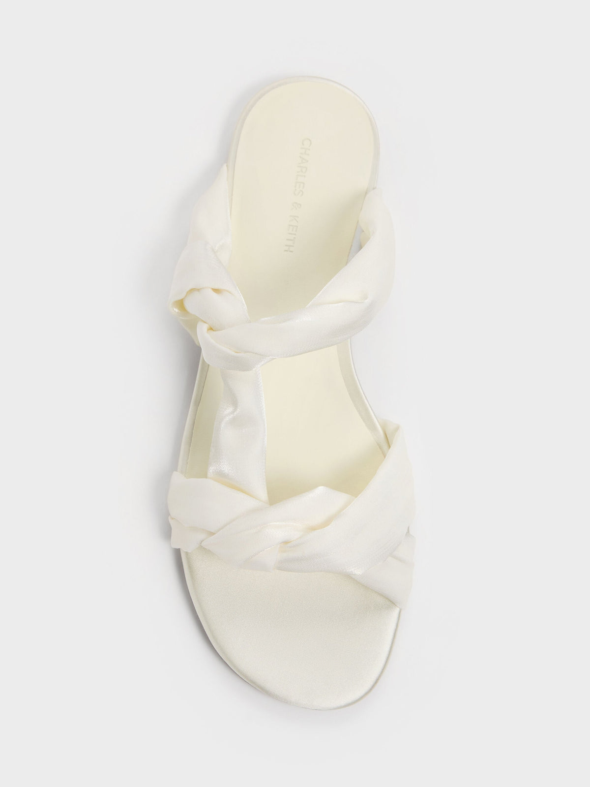 CHARLES & KEITH Great Value / Ruched-Strap Slide Sandals - White