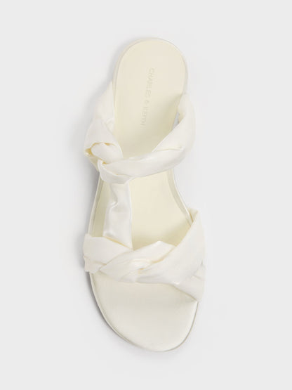 CHARLES & KEITH Great Value / Ruched-Strap Slide Sandals - White