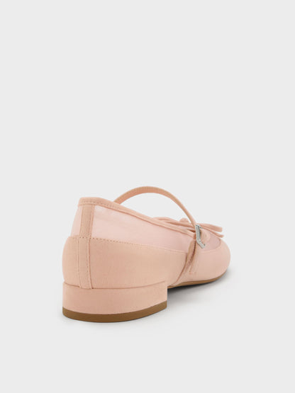 CHARLES & KEITH Customer Favorite / Mulligan Faux Suede & Mesh Mary Janes - Blush