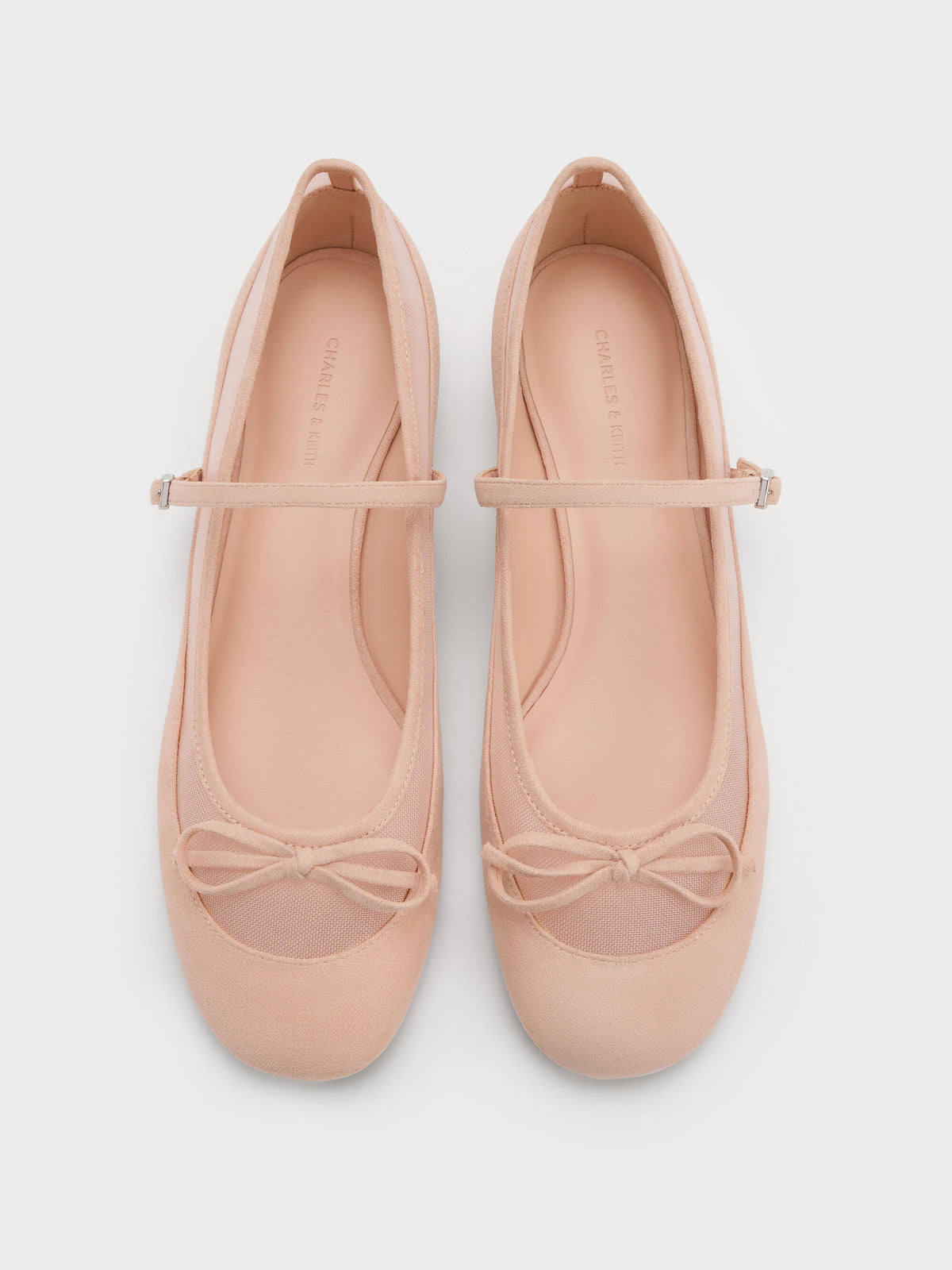 CHARLES & KEITH Customer Favorite / Mulligan Faux Suede & Mesh Mary Janes - Blush