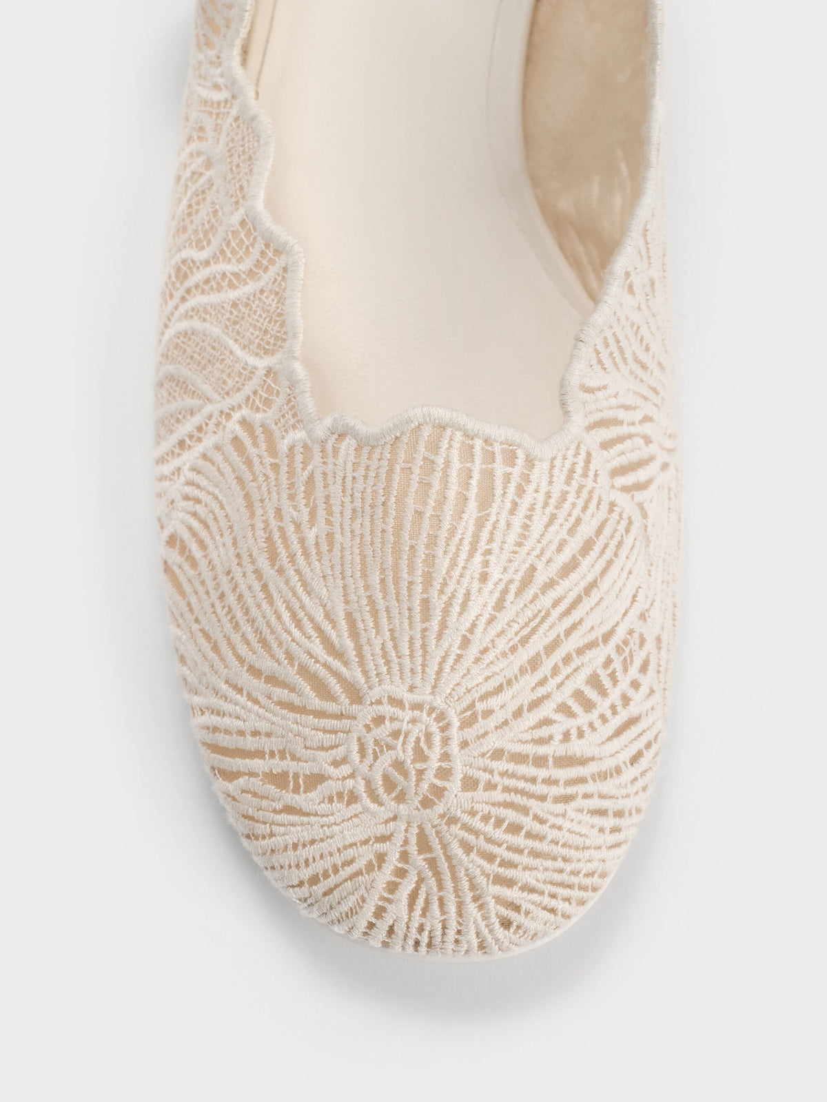 CHARLES & KEITH Top Pick / Meja Floral Mary Jane Flats - White