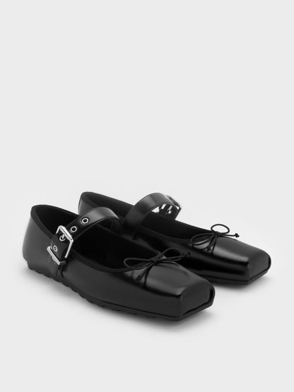 CHARLES & KEITH Everyday / Myler Bow Mary Janes - Black
