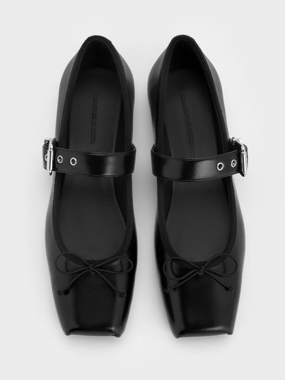 CHARLES & KEITH Everyday / Myler Bow Mary Janes - Black