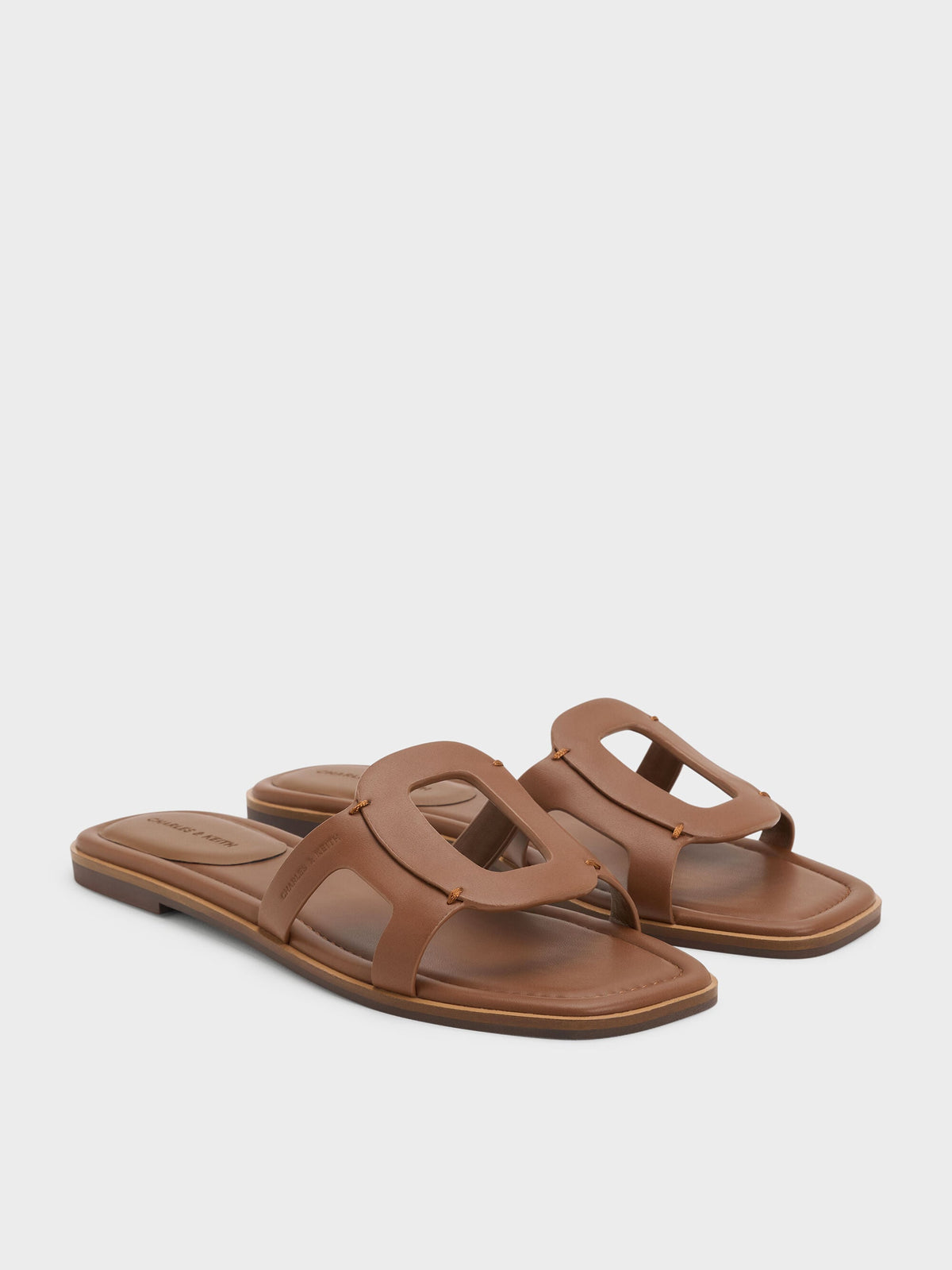 CHARLES & KEITH Trusted / Easley Cut-Out Slide Sandals - Caramel